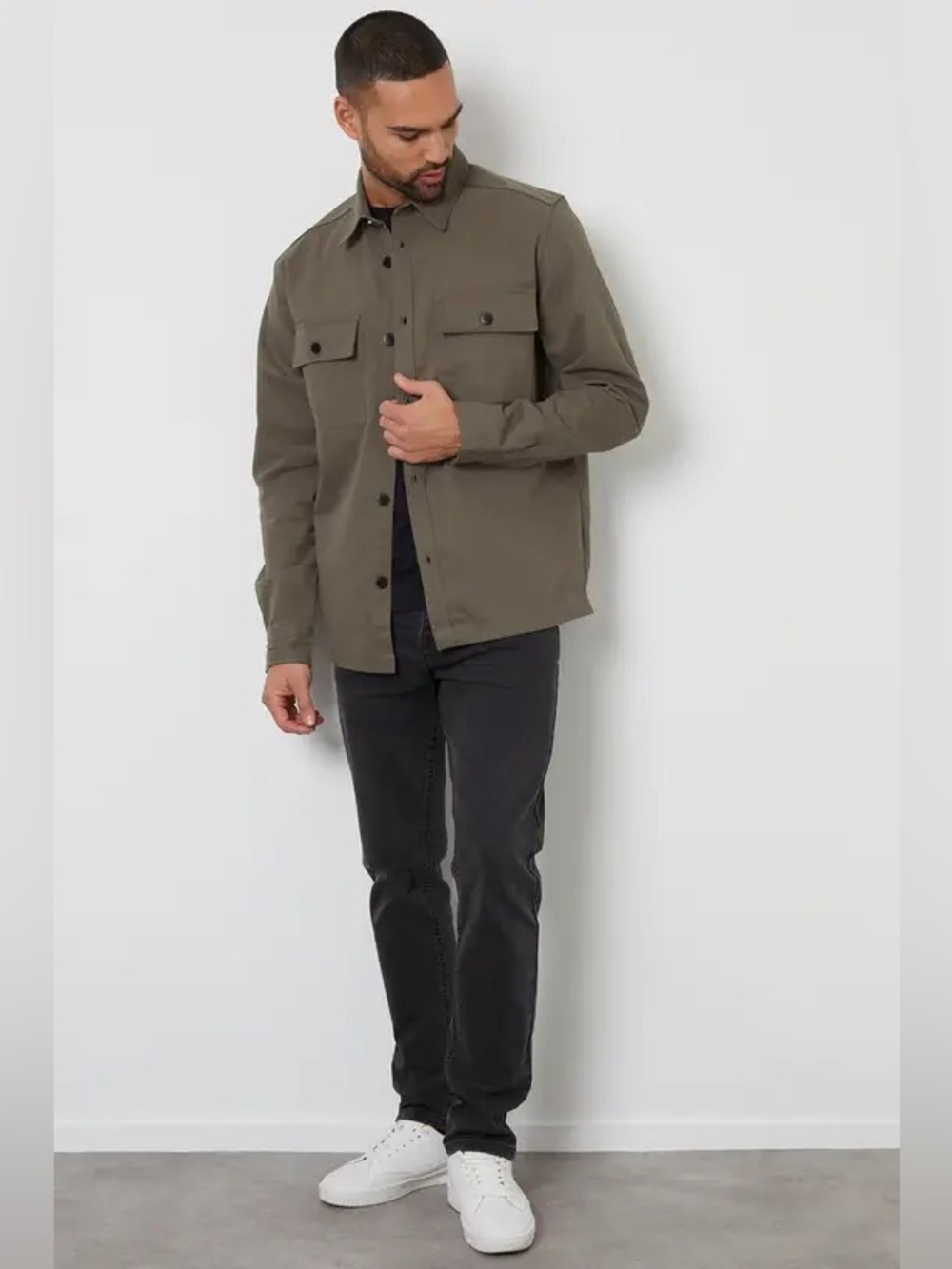 Threadbare Men's Olive Military Field Shacket - Picture 2 of 2